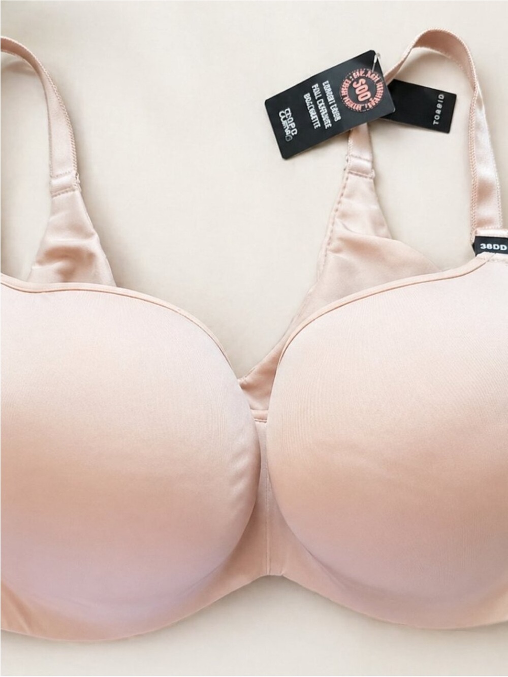 Torrid Curve Balconette Bra 38DD Lightly Lined Full Coverage Nude NWT